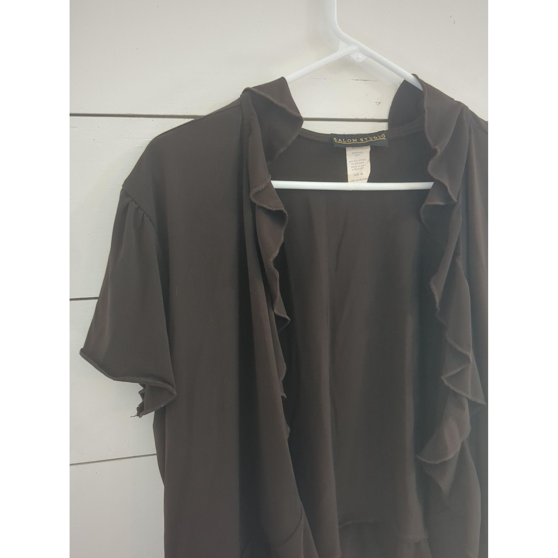 Salon Studio Brown Cardigan Ruffle Boho Whimsy Summer Dressy Casual